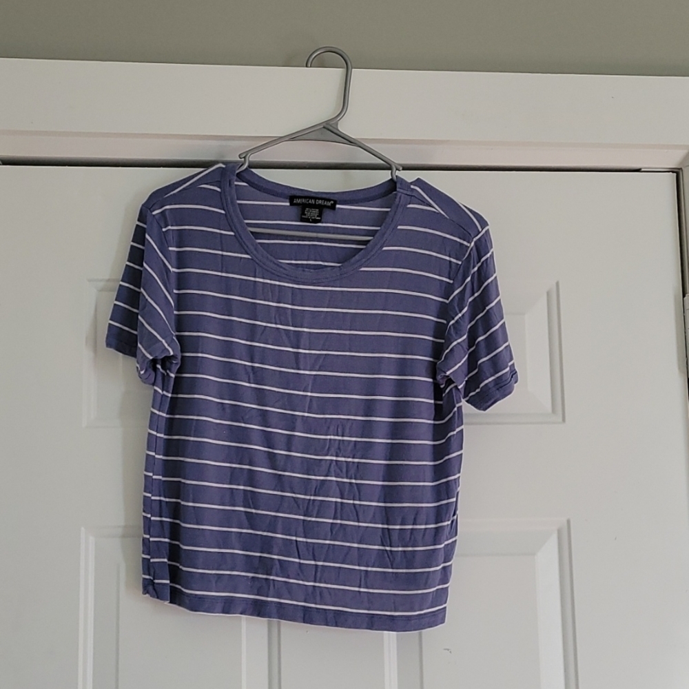 Blue Striped Crop Top